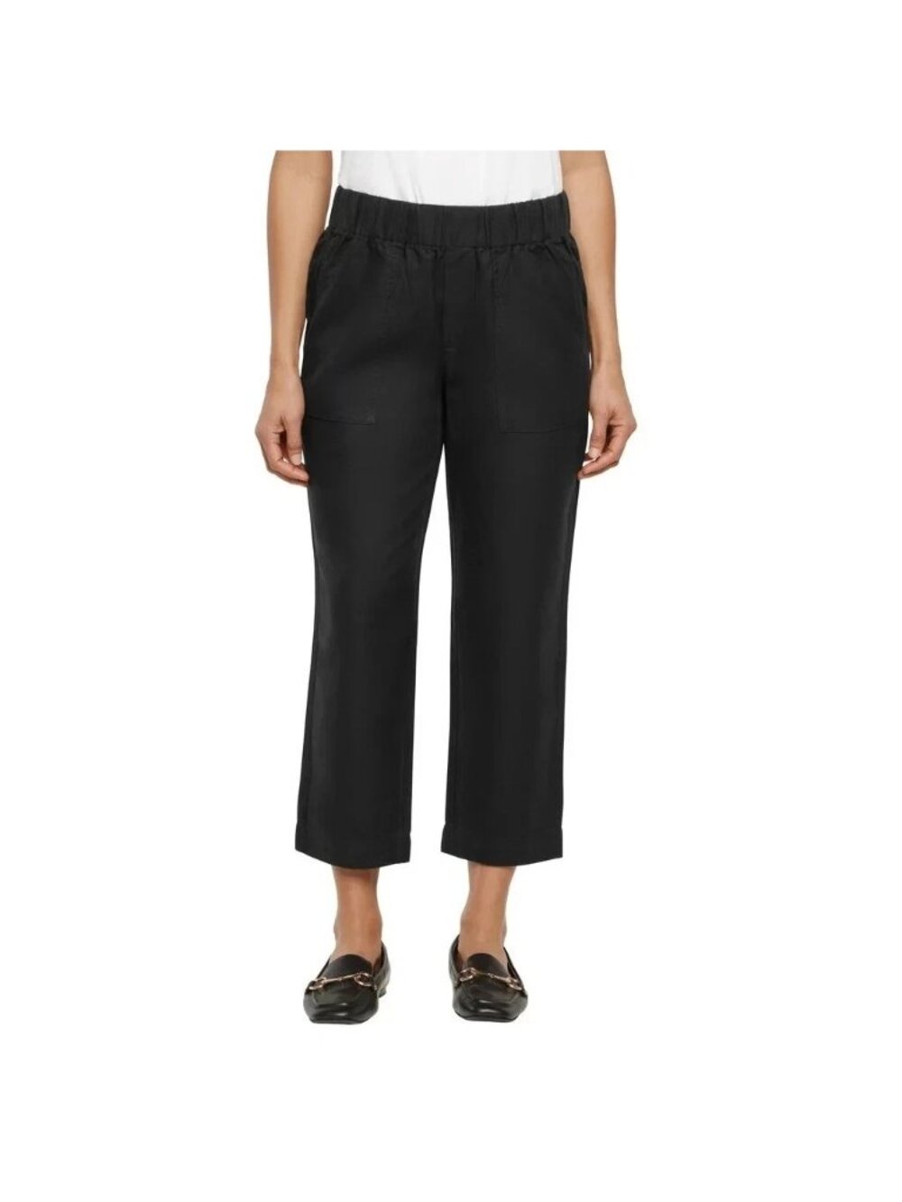 Banana Republic Tapered Crop Pants Black Size M 25.5" Inseam Elastic Waist Women